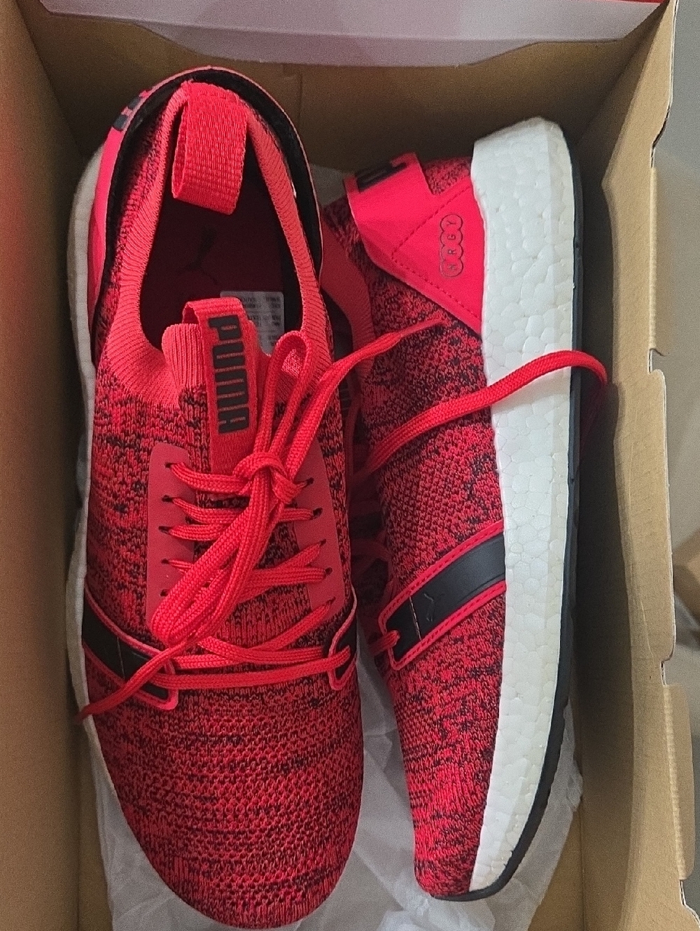 Puma Red and Black Knit Athletic Sneakers